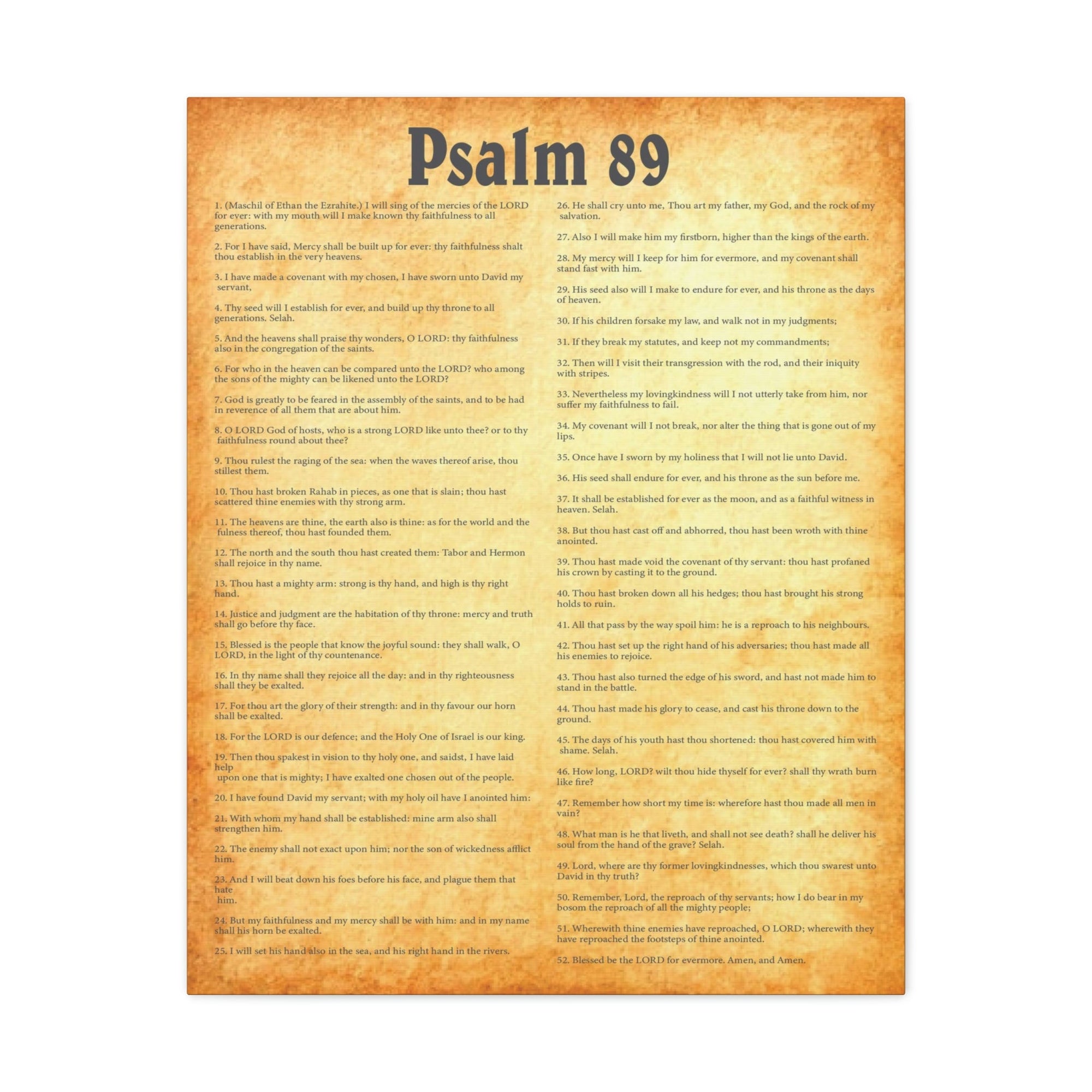 Scripture Walls Psalm 89 Chapter Gold Bible Canvas Christian Wall Art Ready to Hang Unframed-Express Your Love Gifts