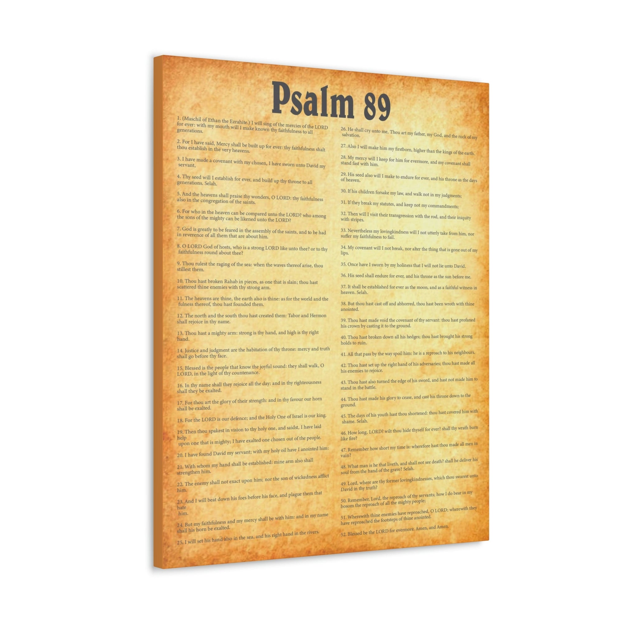 Scripture Walls Psalm 89 Chapter Gold Bible Canvas Christian Wall Art Ready to Hang Unframed-Express Your Love Gifts