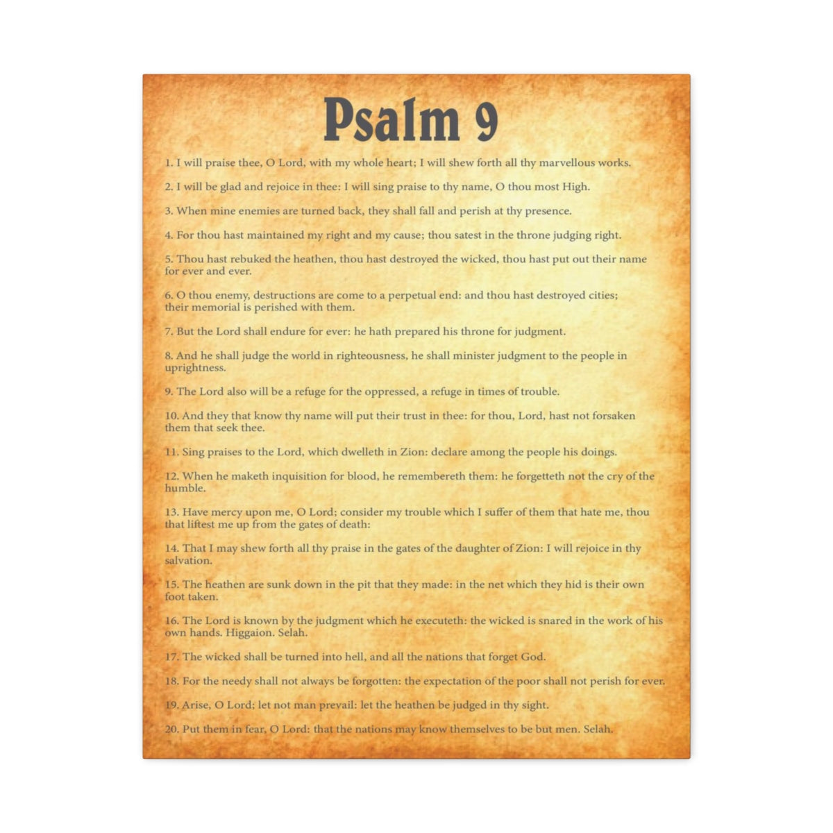 Scripture Walls Psalm 9 Chapter Gold Bible Canvas Christian Wall Art Ready to Hang Unframed-Express Your Love Gifts