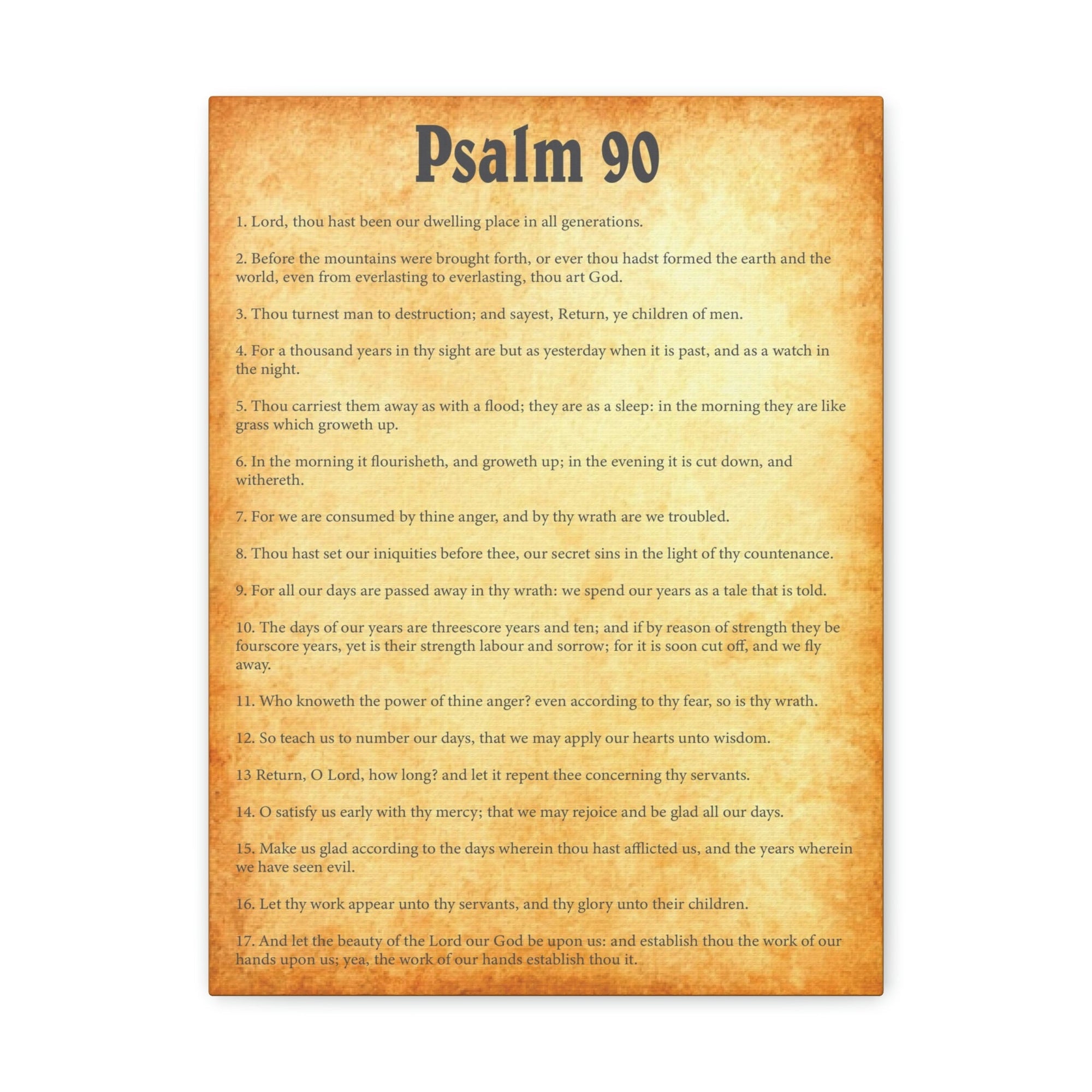 Scripture Walls Psalm 90 Chapter Gold Bible Canvas Christian Wall Art Ready to Hang Unframed-Express Your Love Gifts