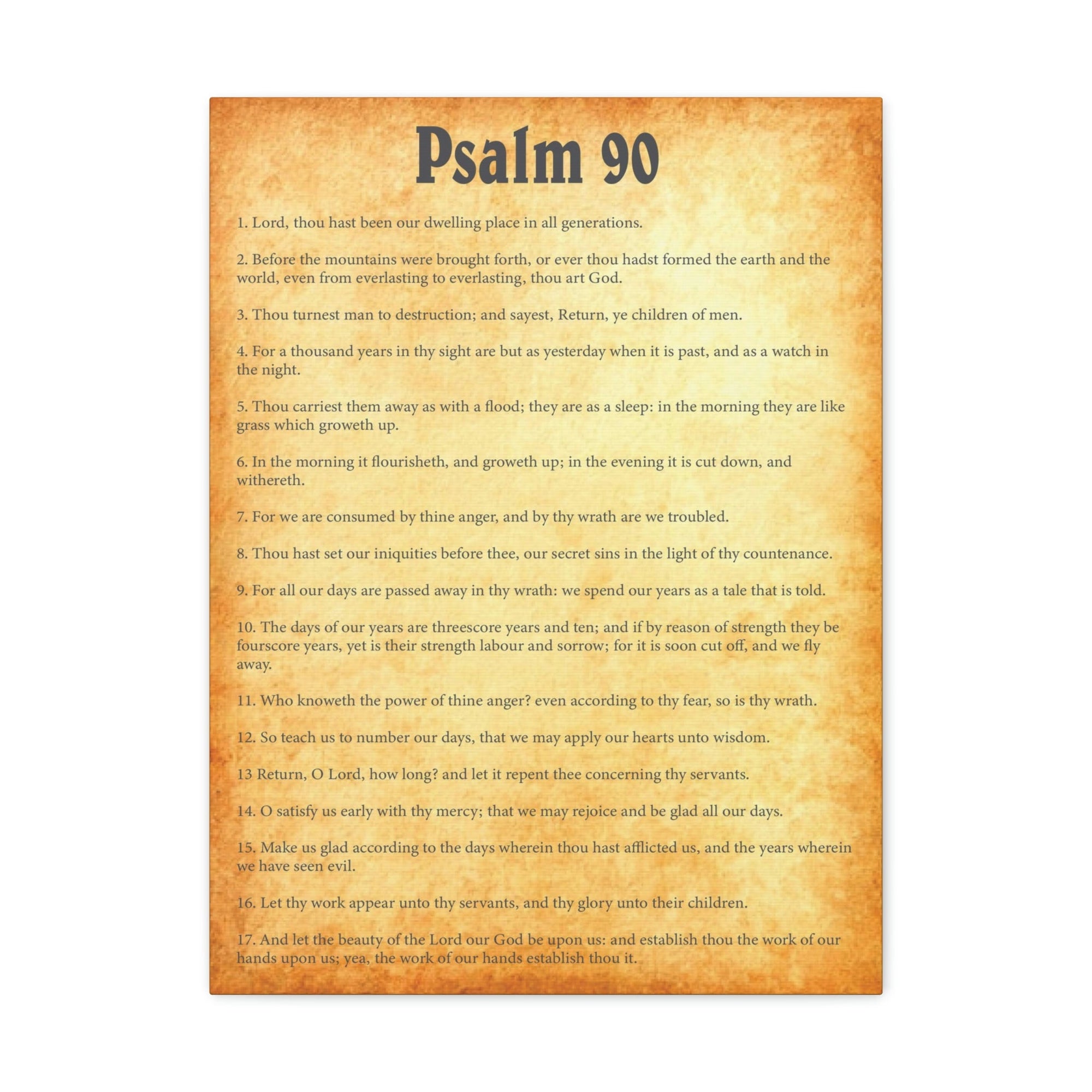 Scripture Walls Psalm 90 Chapter Gold Bible Canvas Christian Wall Art Ready to Hang Unframed-Express Your Love Gifts