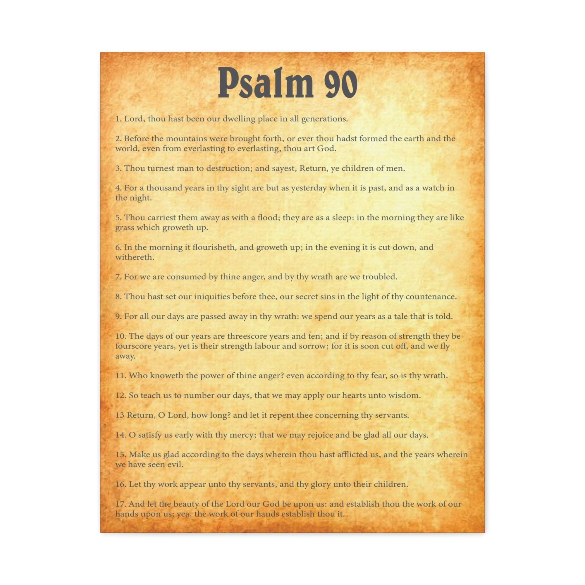 Scripture Walls Psalm 90 Chapter Gold Bible Canvas Christian Wall Art Ready to Hang Unframed-Express Your Love Gifts