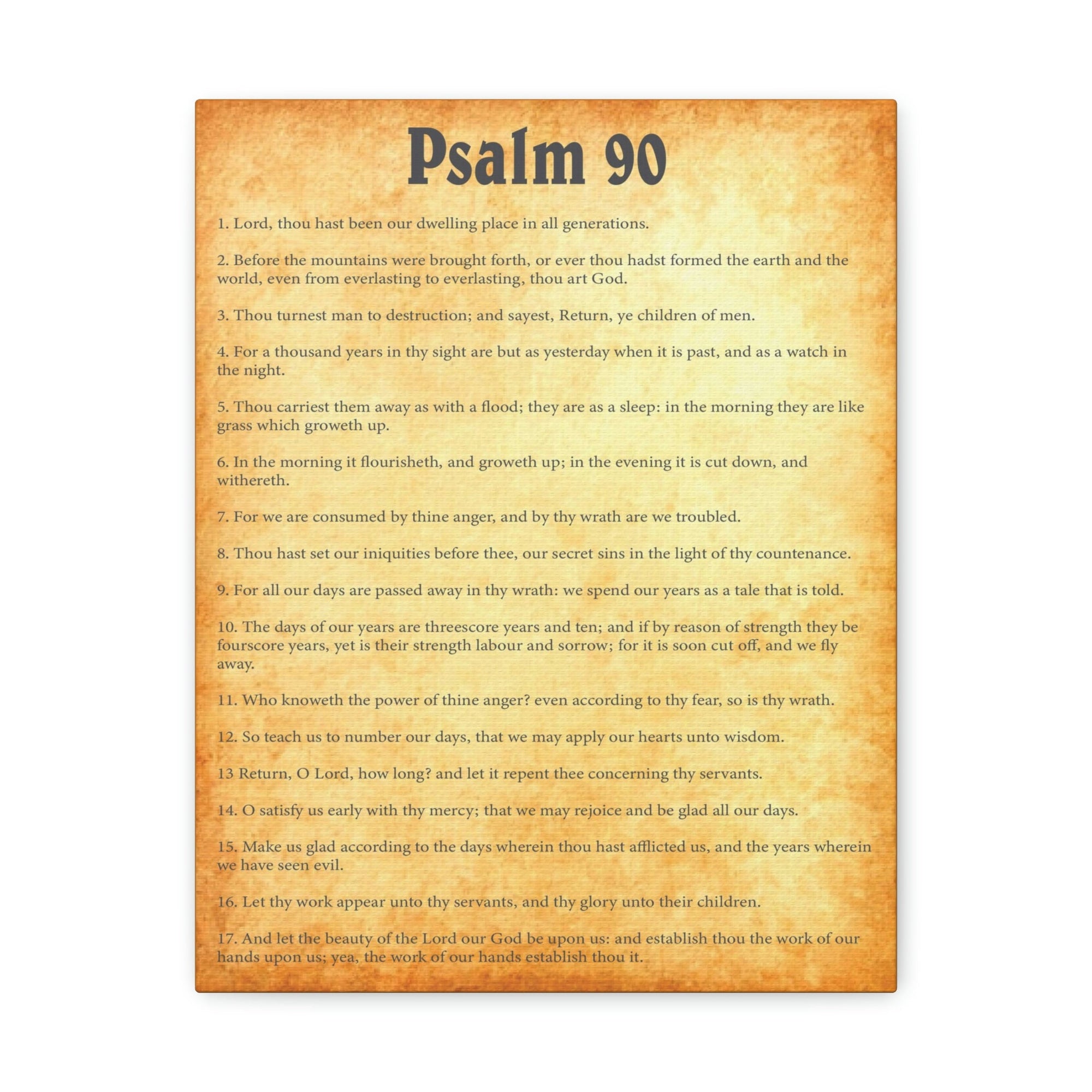 Scripture Walls Psalm 90 Chapter Gold Bible Canvas Christian Wall Art Ready to Hang Unframed-Express Your Love Gifts