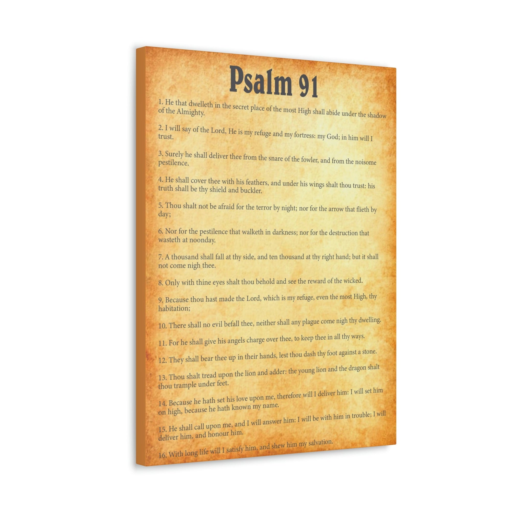 Scripture Walls Psalm 91 Chapter Gold Bible Canvas Christian Wall Art Ready to Hang Unframed-Express Your Love Gifts