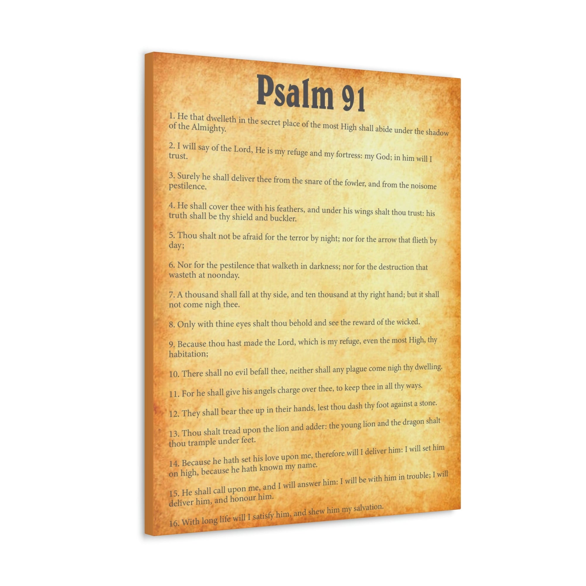 Scripture Walls Psalm 91 Chapter Gold Bible Canvas Christian Wall Art Ready to Hang Unframed-Express Your Love Gifts