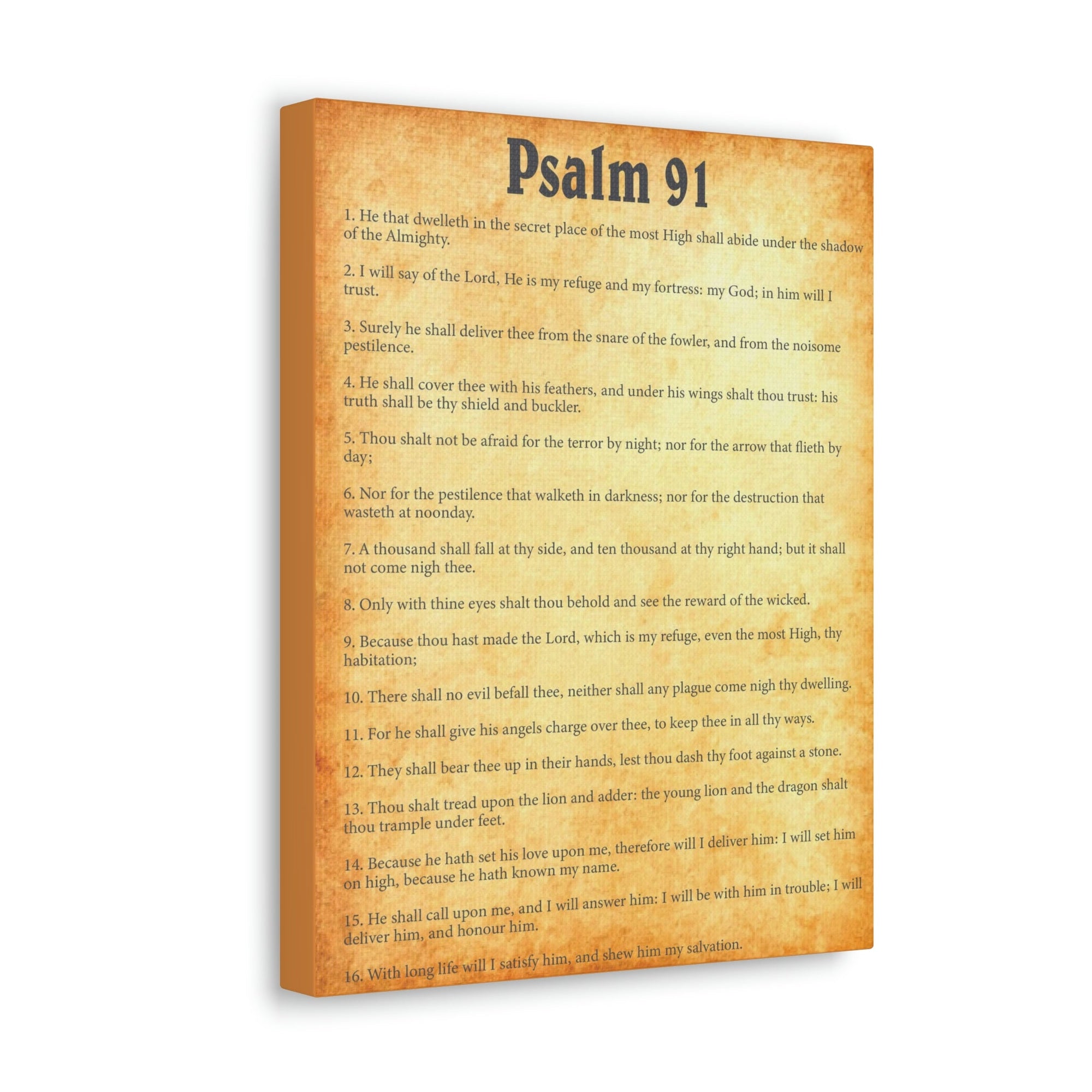 Scripture Walls Psalm 91 Chapter Gold Bible Canvas Christian Wall Art Ready to Hang Unframed-Express Your Love Gifts