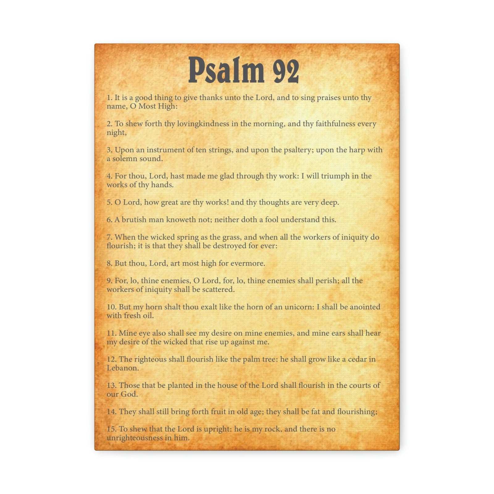 Scripture Walls Psalm 92 Chapter Gold Bible Canvas Christian Wall Art Ready to Hang Unframed-Express Your Love Gifts