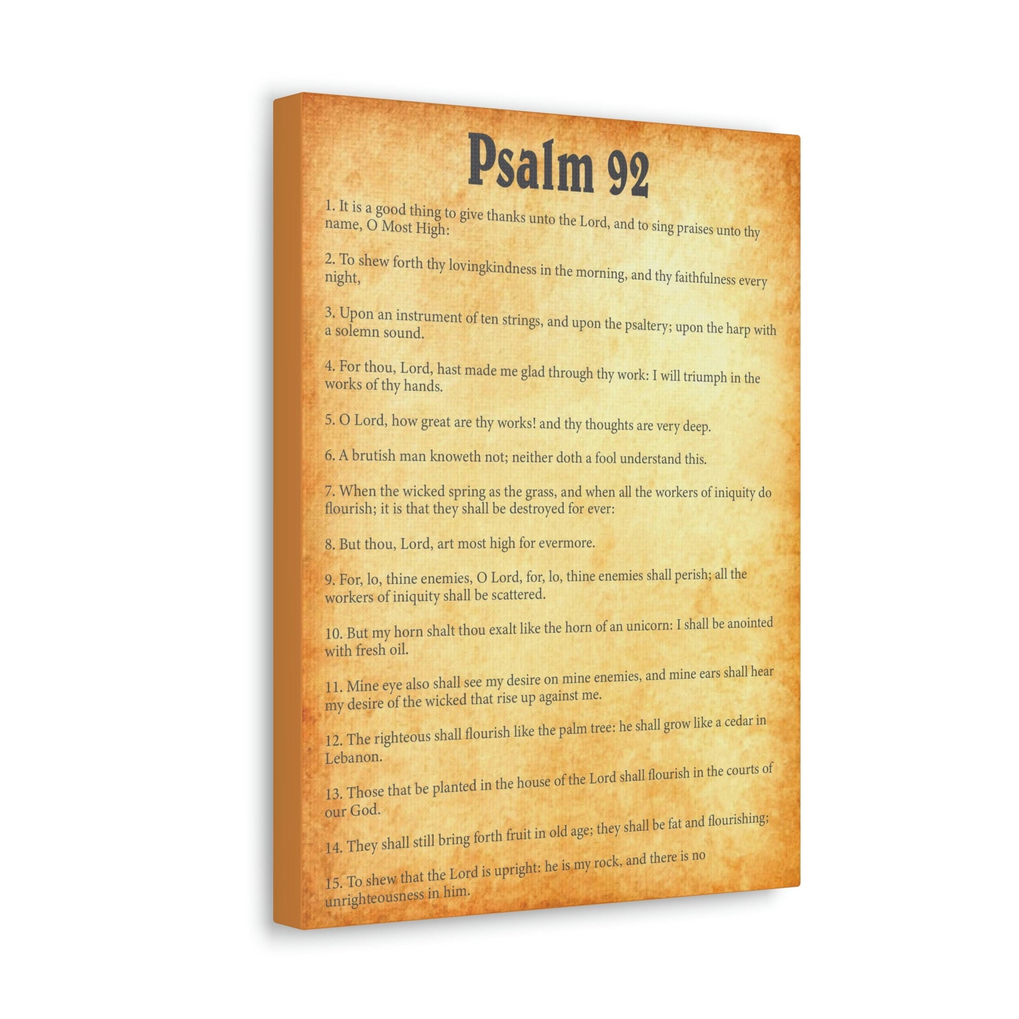 Scripture Walls Psalm 92 Chapter Gold Bible Canvas Christian Wall Art Ready to Hang Unframed-Express Your Love Gifts