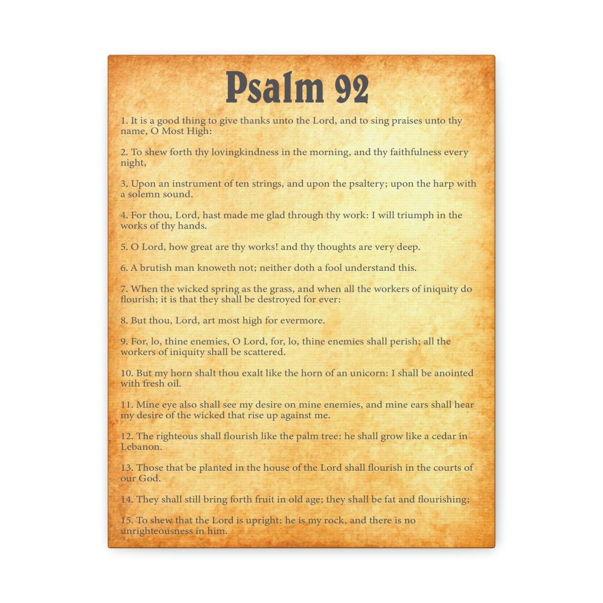 Scripture Walls Psalm 92 Chapter Gold Bible Canvas Christian Wall Art Ready to Hang Unframed-Express Your Love Gifts