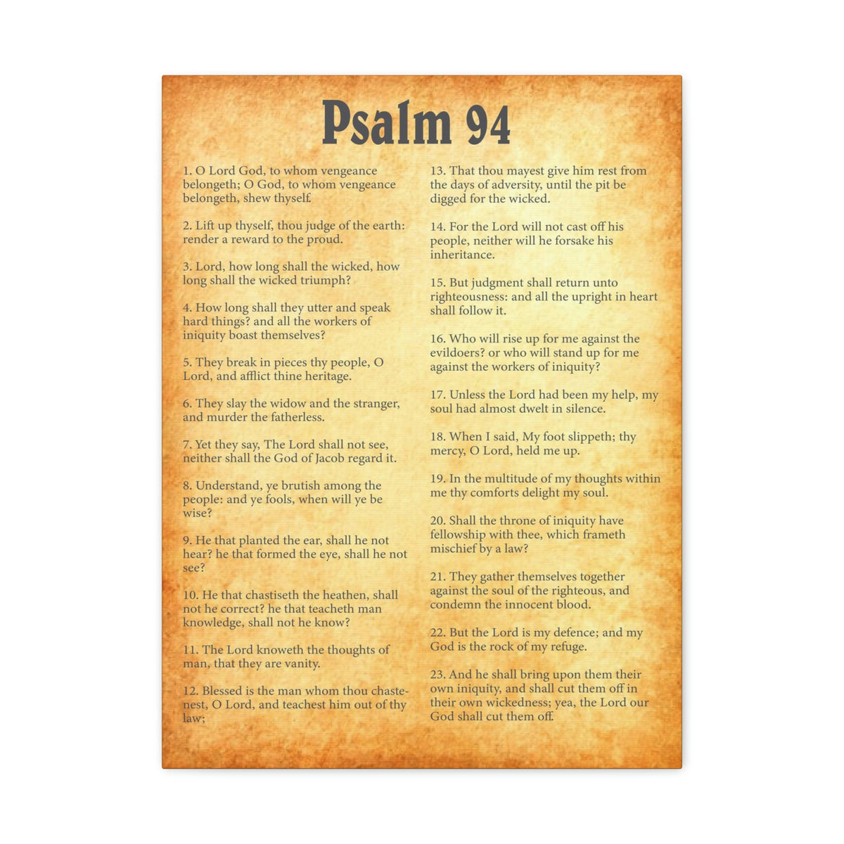 Scripture Walls Psalm 94 Chapter Gold Bible Canvas Christian Wall Art Ready to Hang Unframed-Express Your Love Gifts