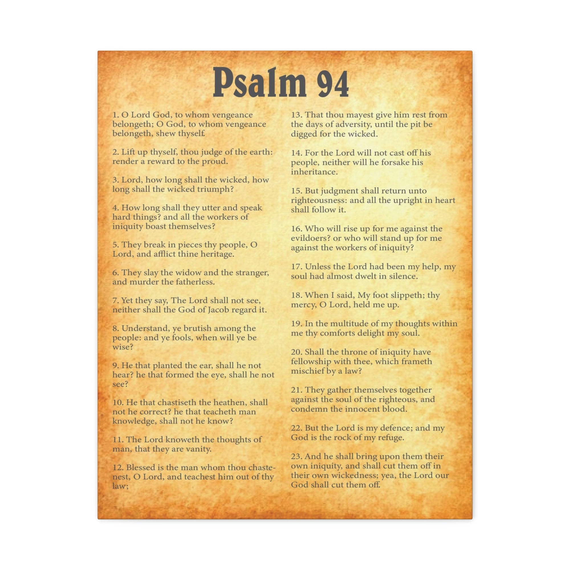 Scripture Walls Psalm 94 Chapter Gold Bible Canvas Christian Wall Art Ready to Hang Unframed-Express Your Love Gifts