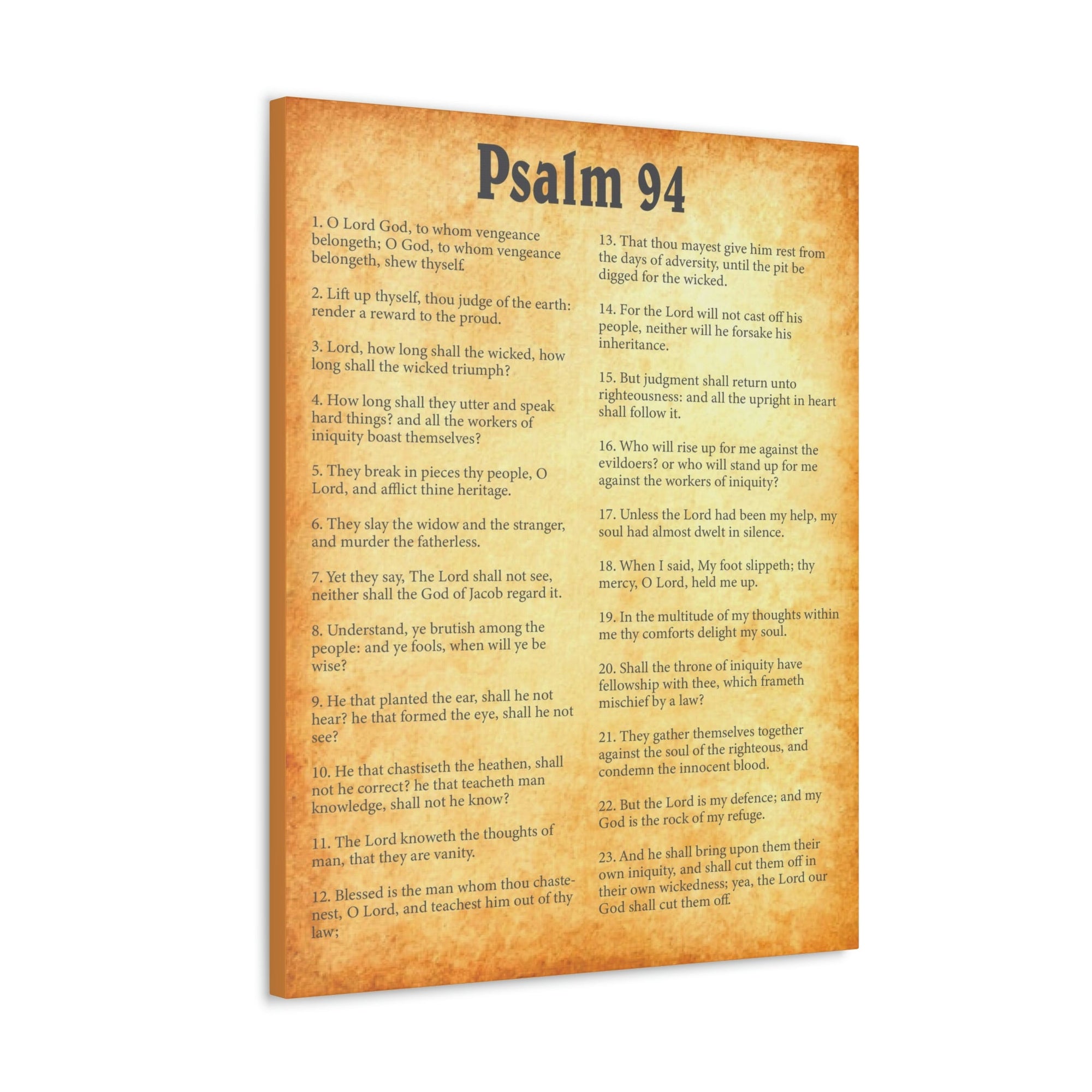 Scripture Walls Psalm 94 Chapter Gold Bible Canvas Christian Wall Art Ready to Hang Unframed-Express Your Love Gifts