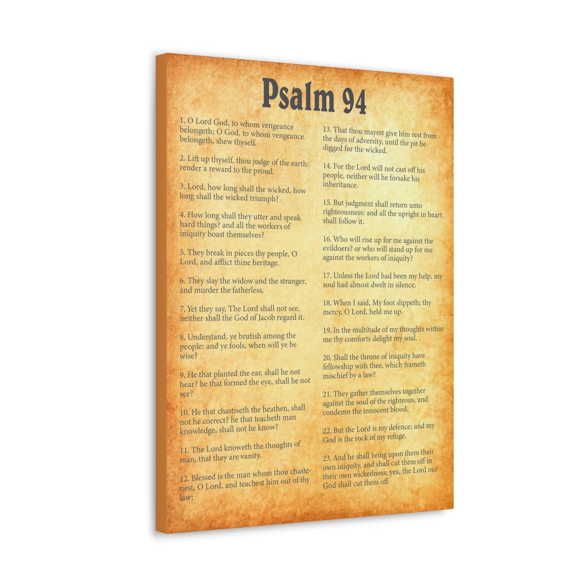 Scripture Walls Psalm 94 Chapter Gold Bible Canvas Christian Wall Art Ready to Hang Unframed-Express Your Love Gifts