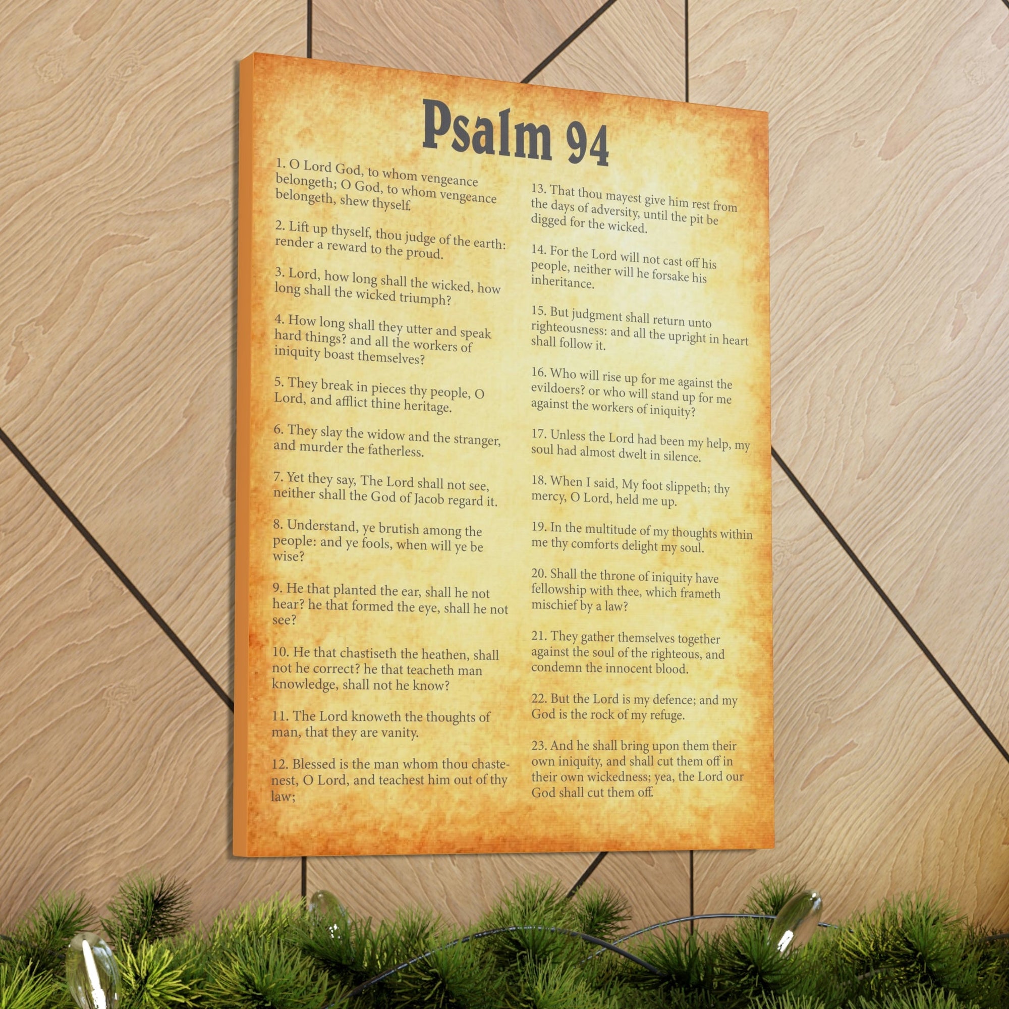 Scripture Walls Psalm 94 Chapter Gold Bible Canvas Christian Wall Art Ready to Hang Unframed-Express Your Love Gifts