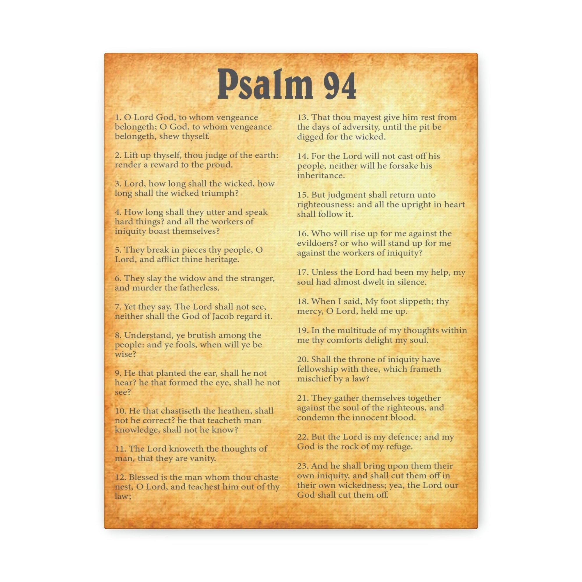 Scripture Walls Psalm 94 Chapter Gold Bible Canvas Christian Wall Art Ready to Hang Unframed-Express Your Love Gifts