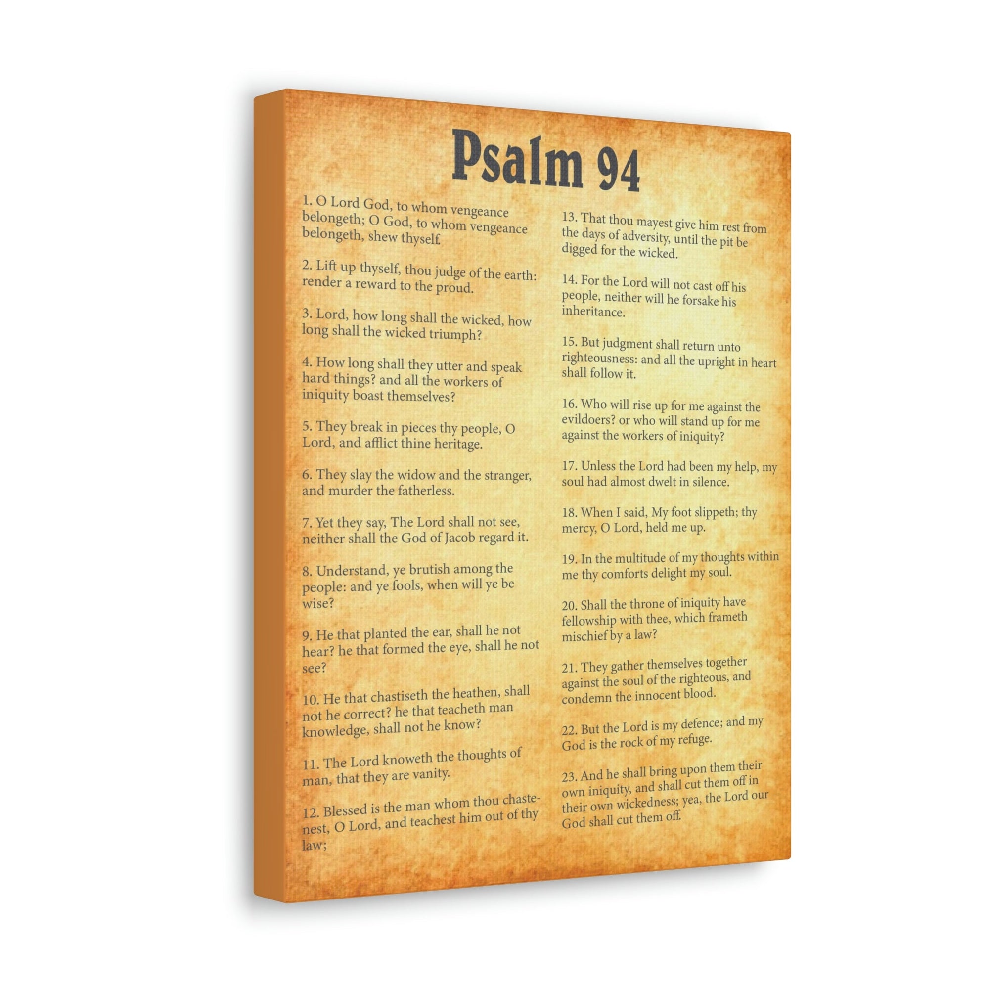 Scripture Walls Psalm 94 Chapter Gold Bible Canvas Christian Wall Art Ready to Hang Unframed-Express Your Love Gifts