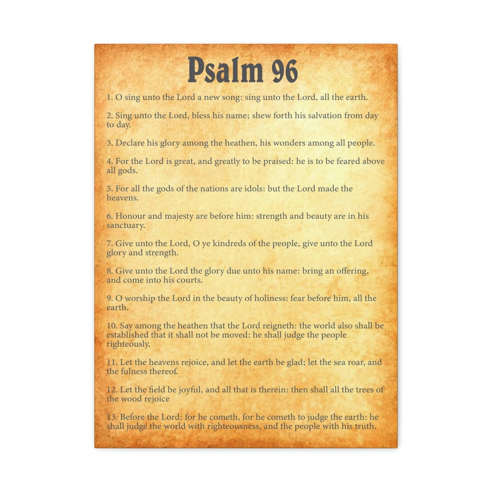 Scripture Walls Psalm 96 Chapter Gold Bible Canvas Christian Wall Art Ready to Hang Unframed-Express Your Love Gifts