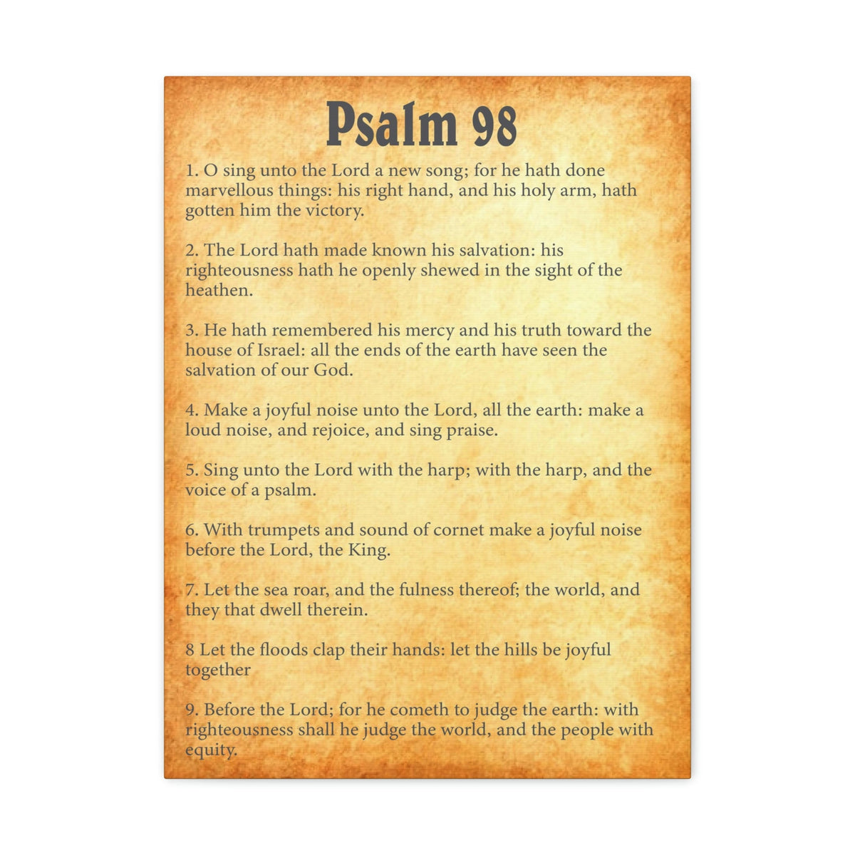 Scripture Walls Psalm 98 Chapter Gold Bible Canvas Christian Wall Art Ready to Hang Unframed-Express Your Love Gifts