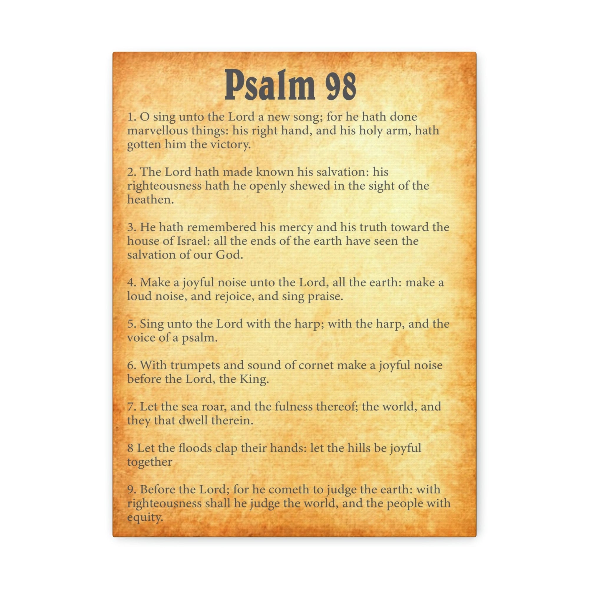 Scripture Walls Psalm 98 Chapter Gold Bible Canvas Christian Wall Art Ready to Hang Unframed-Express Your Love Gifts