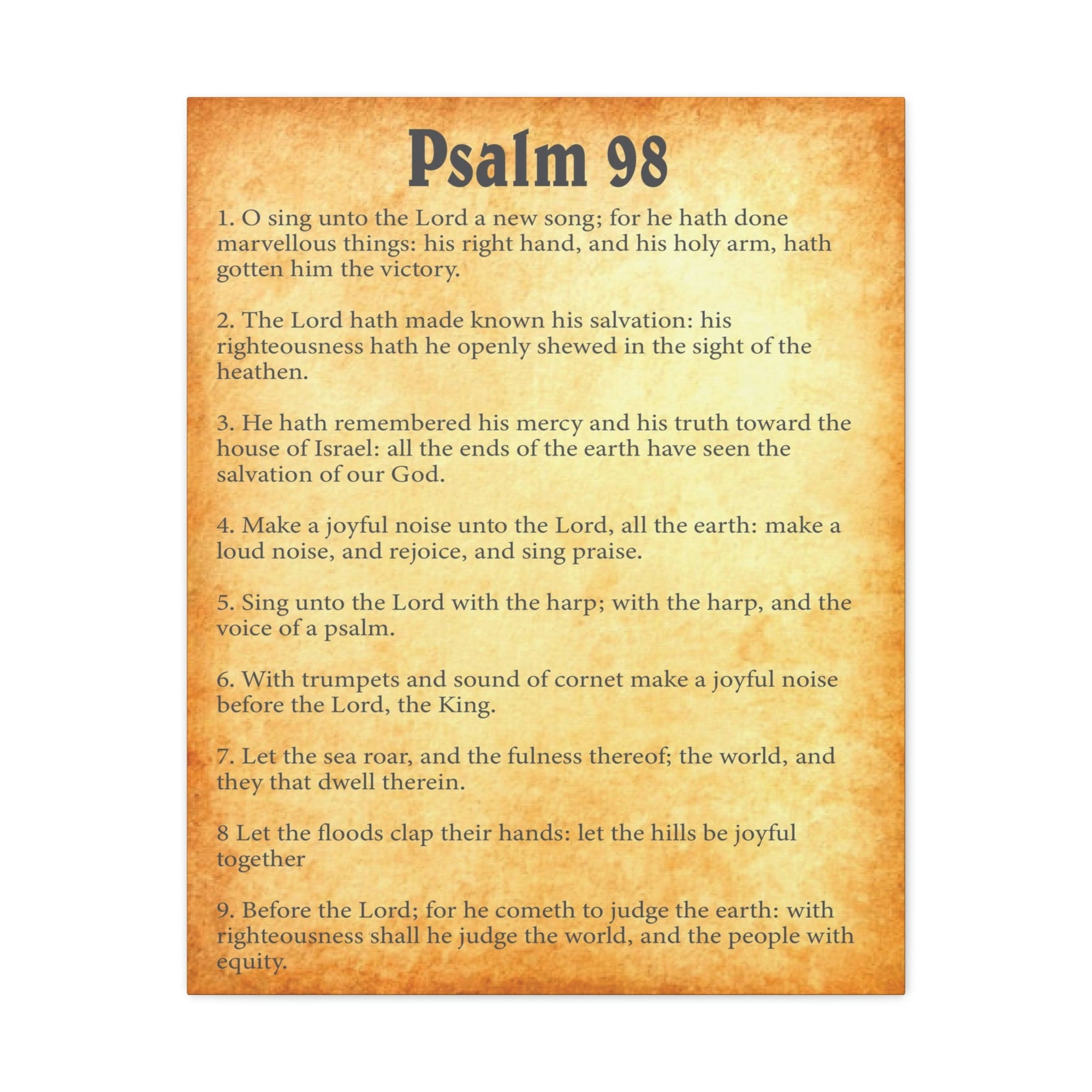 Scripture Walls Psalm 98 Chapter Gold Bible Canvas Christian Wall Art Ready to Hang Unframed-Express Your Love Gifts