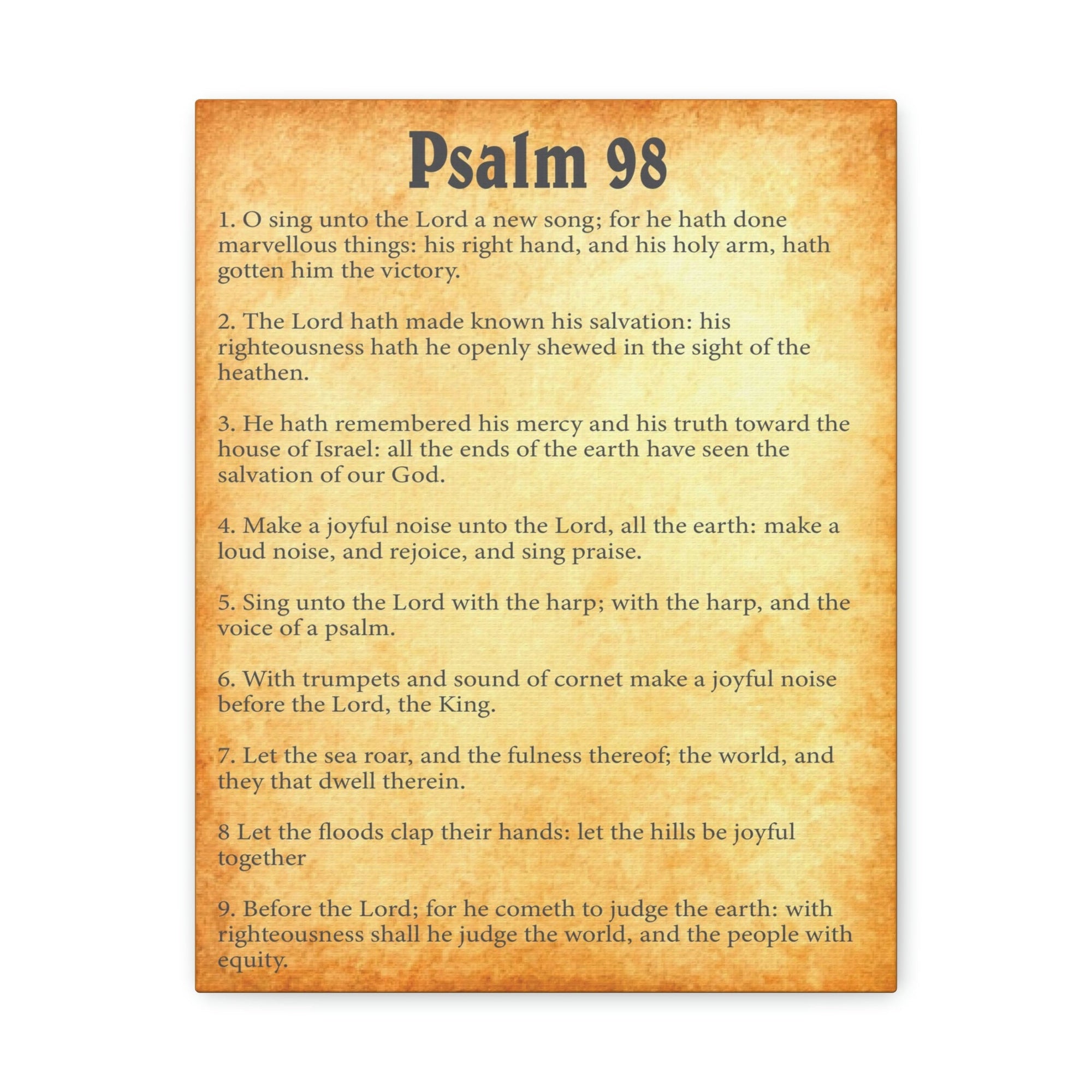 Scripture Walls Psalm 98 Chapter Gold Bible Canvas Christian Wall Art Ready to Hang Unframed-Express Your Love Gifts