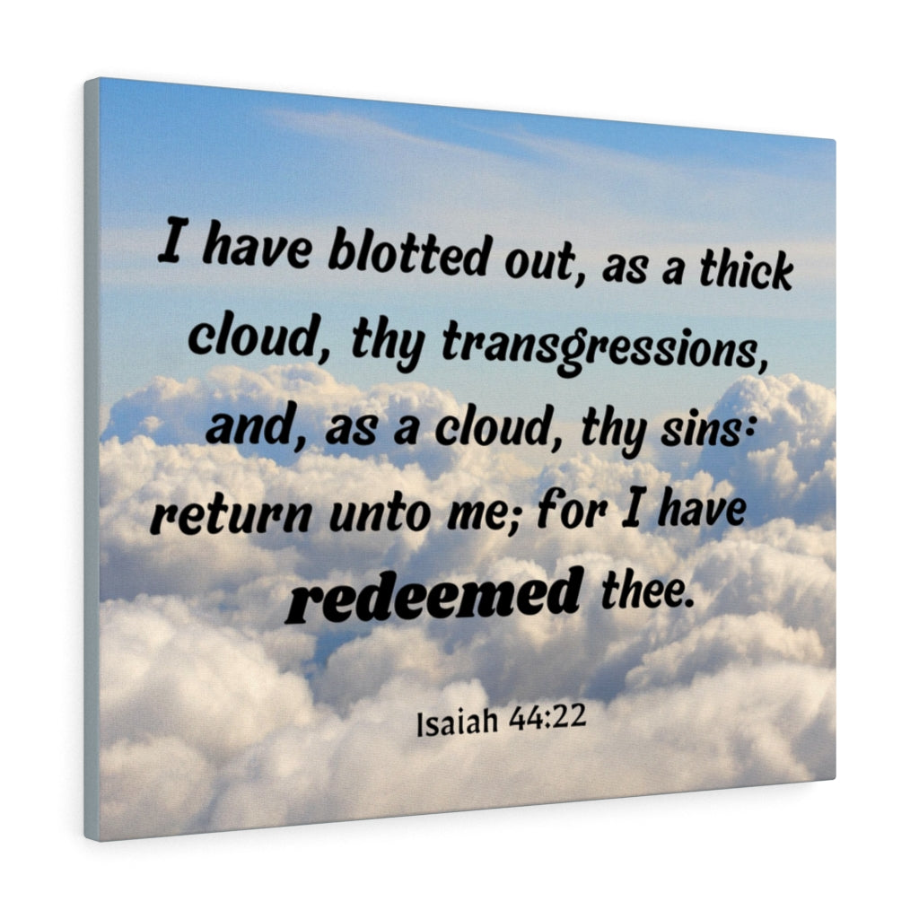 Scripture Walls Redeemed Isaiah 44:22 Bible Verse Canvas Christian Wall Art Ready to Hang Unframed-Express Your Love Gifts