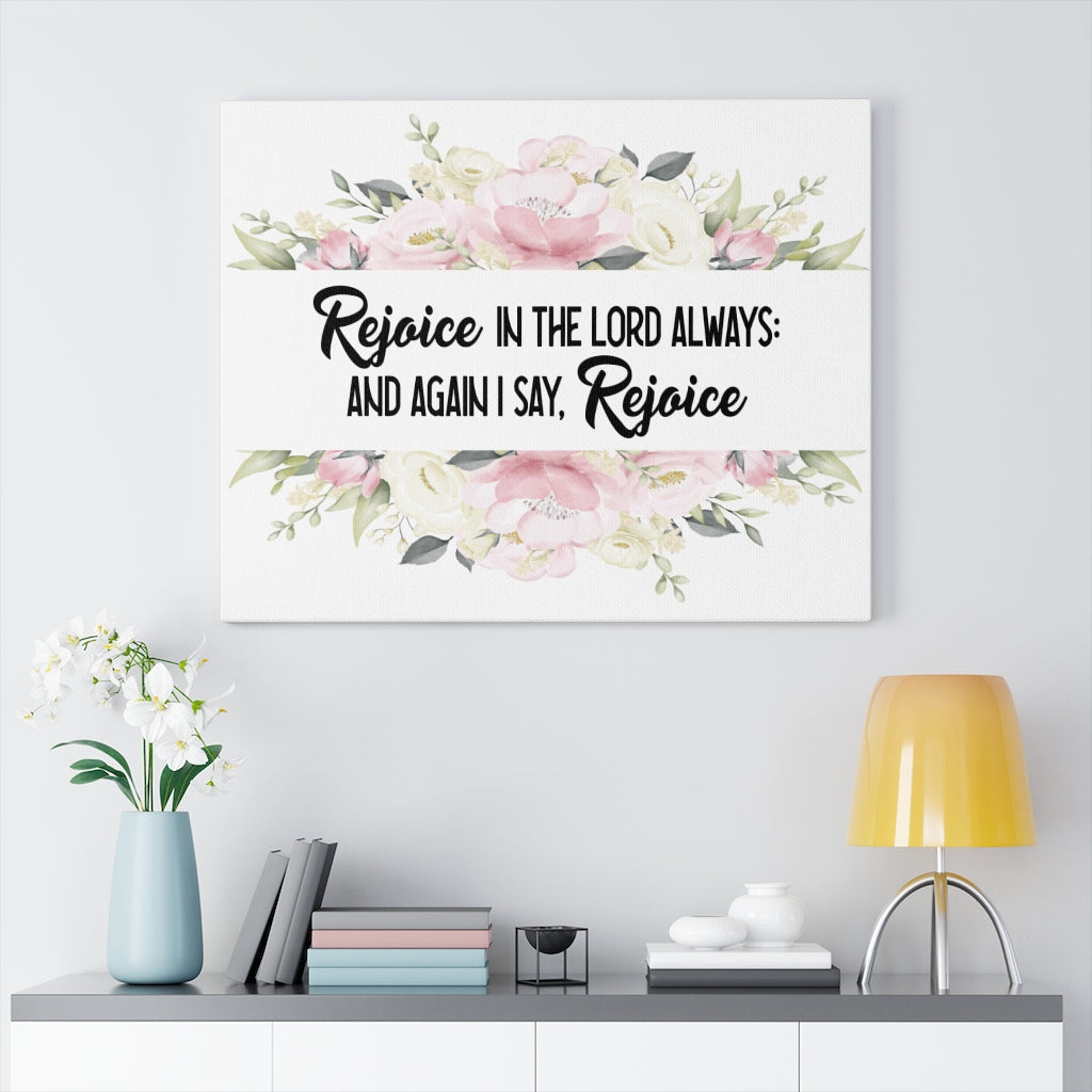 Scripture Walls Rejoice in the Lord Philippians 4:4 Bible Verse Canvas Christian Wall Art Ready to Hang Unframed-Express Your Love Gifts