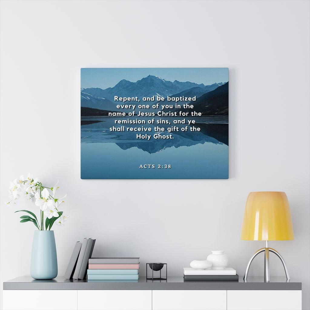 Scripture Walls Repent And Be Baptized Acts 2:38 Bible Verse Canvas Christian Wall Art Ready to Hang Unframed-Express Your Love Gifts