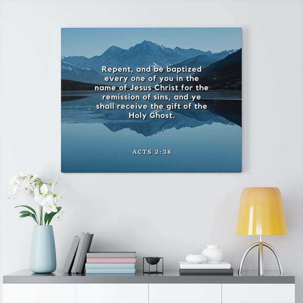 Scripture Walls Repent And Be Baptized Acts 2:38 Bible Verse Canvas Christian Wall Art Ready to Hang Unframed-Express Your Love Gifts