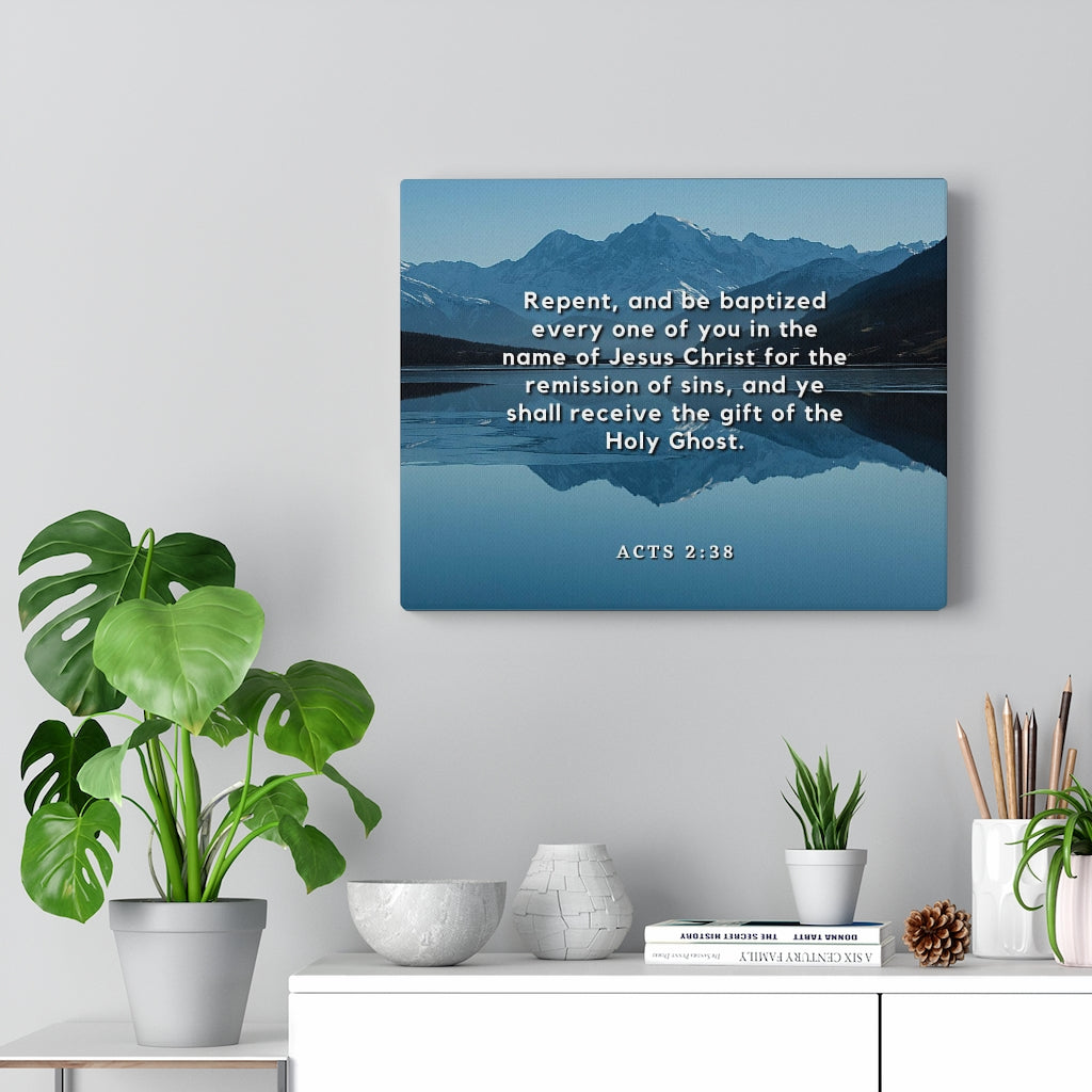 Scripture Walls Repent And Be Baptized Acts 2:38 Bible Verse Canvas Christian Wall Art Ready to Hang Unframed-Express Your Love Gifts