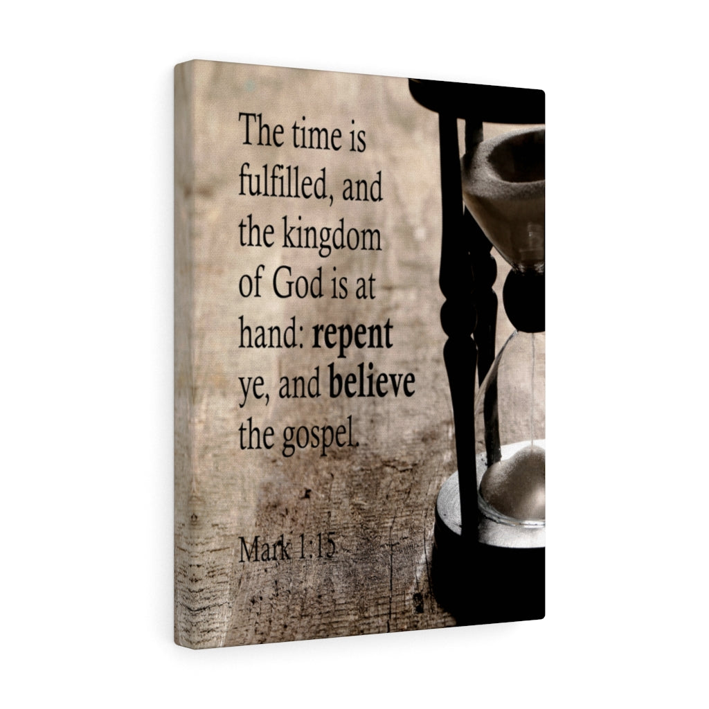Scripture Walls Repent and Believe Mark 1:15 Bible Verse Canvas Christian Wall Art Ready to Hang Unframed-Express Your Love Gifts