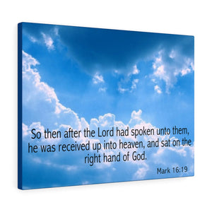 Scripture Walls Right Hand of God Mark 16:19 Bible Verse Canvas Christian Wall Art Ready to Hang Unframed-Express Your Love Gifts