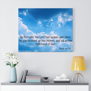 Scripture Walls Right Hand of God Mark 16:19 Bible Verse Canvas Christian Wall Art Ready to Hang Unframed-Express Your Love Gifts