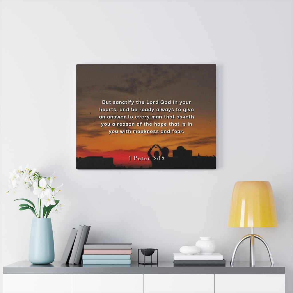 Scripture Walls Sanctify The Lord 1 Peter 3:15 Bible Verse Canvas Christian Wall Art Ready to Hang Unframed-Express Your Love Gifts