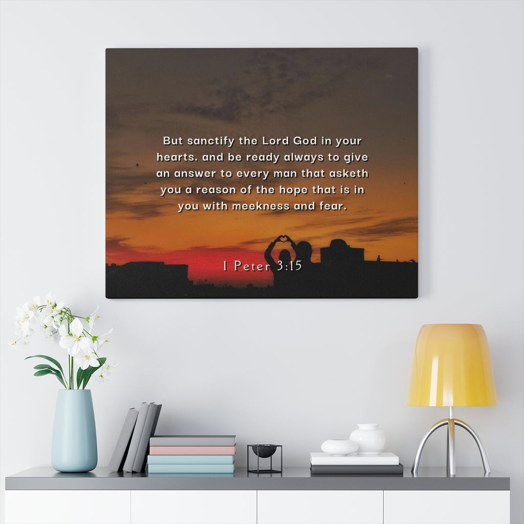 Scripture Walls Sanctify The Lord 1 Peter 3:15 Bible Verse Canvas Christian Wall Art Ready to Hang Unframed-Express Your Love Gifts