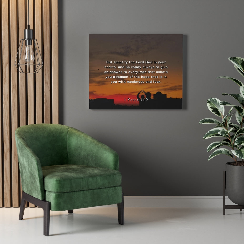 Scripture Walls Sanctify The Lord 1 Peter 3:15 Bible Verse Canvas Christian Wall Art Ready to Hang Unframed-Express Your Love Gifts