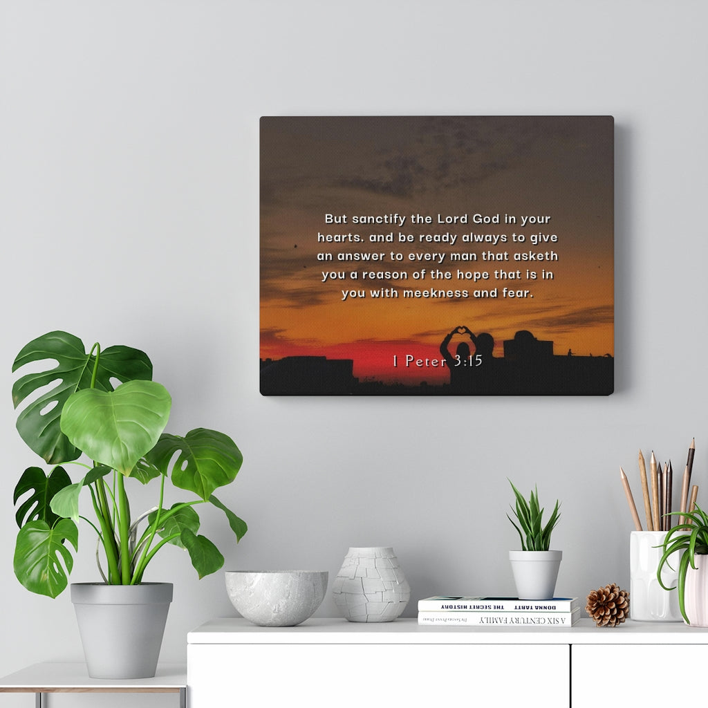 Scripture Walls Sanctify The Lord 1 Peter 3:15 Bible Verse Canvas Christian Wall Art Ready to Hang Unframed-Express Your Love Gifts