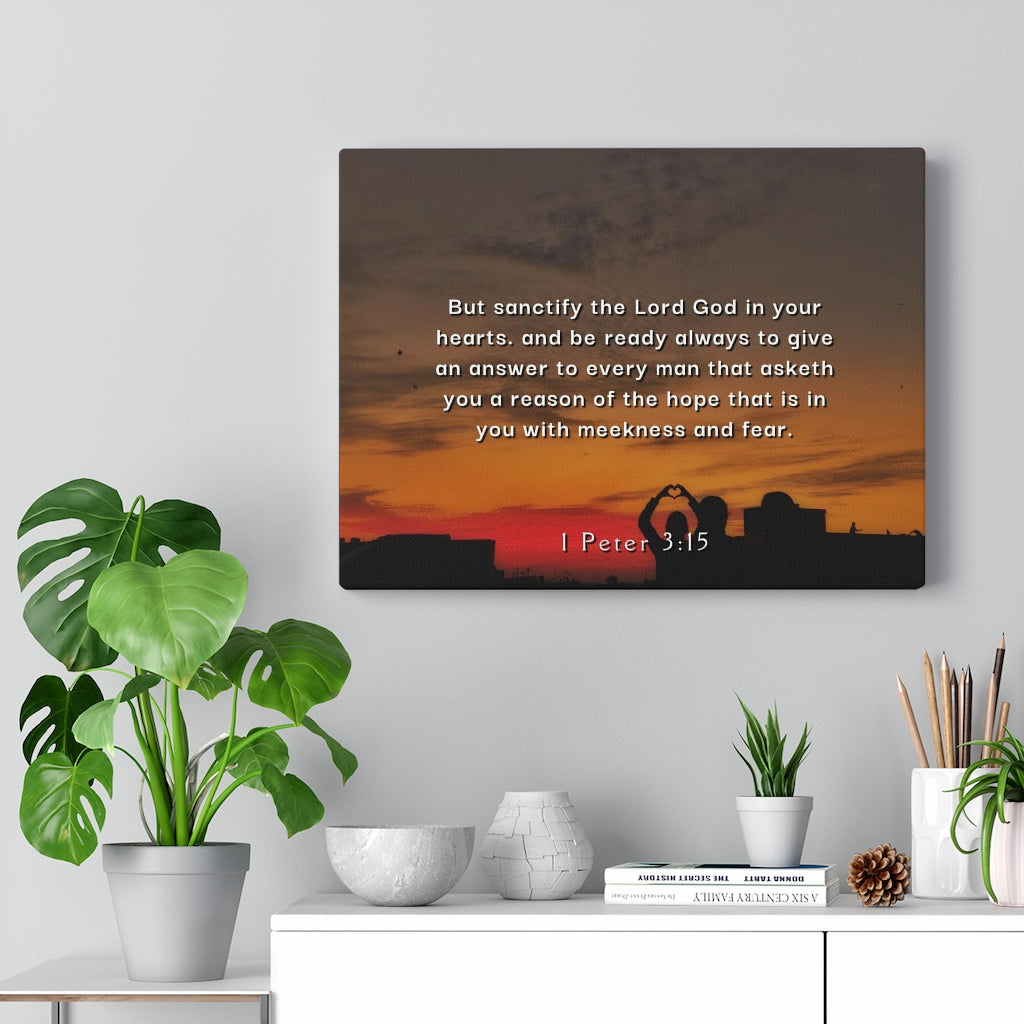 Scripture Walls Sanctify The Lord 1 Peter 3:15 Bible Verse Canvas Christian Wall Art Ready to Hang Unframed-Express Your Love Gifts