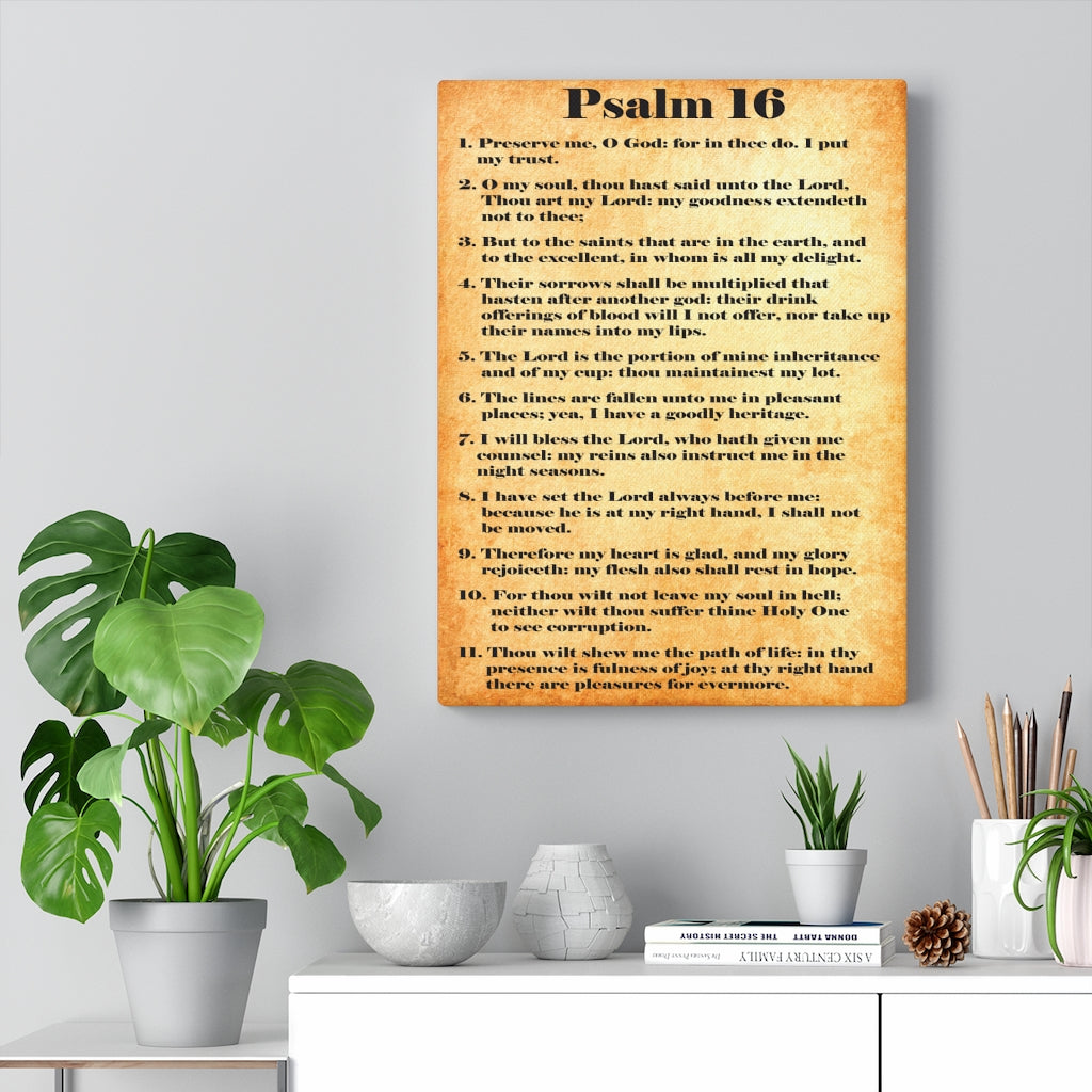 Scripture Walls Security in His Presence Psalm 16 Bible Verse Canvas Christian Wall Art Ready to Hang Unframed-Express Your Love Gifts