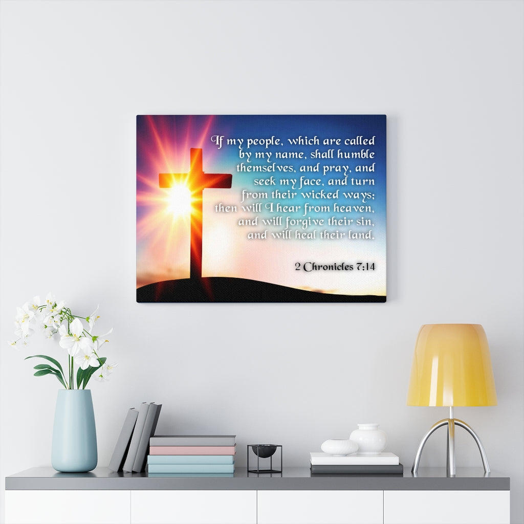 Scripture Walls Seek My Face 2 Chronicles 7:14 Bible Verse Canvas Christian Wall Art Ready to Hang Unframed-Express Your Love Gifts