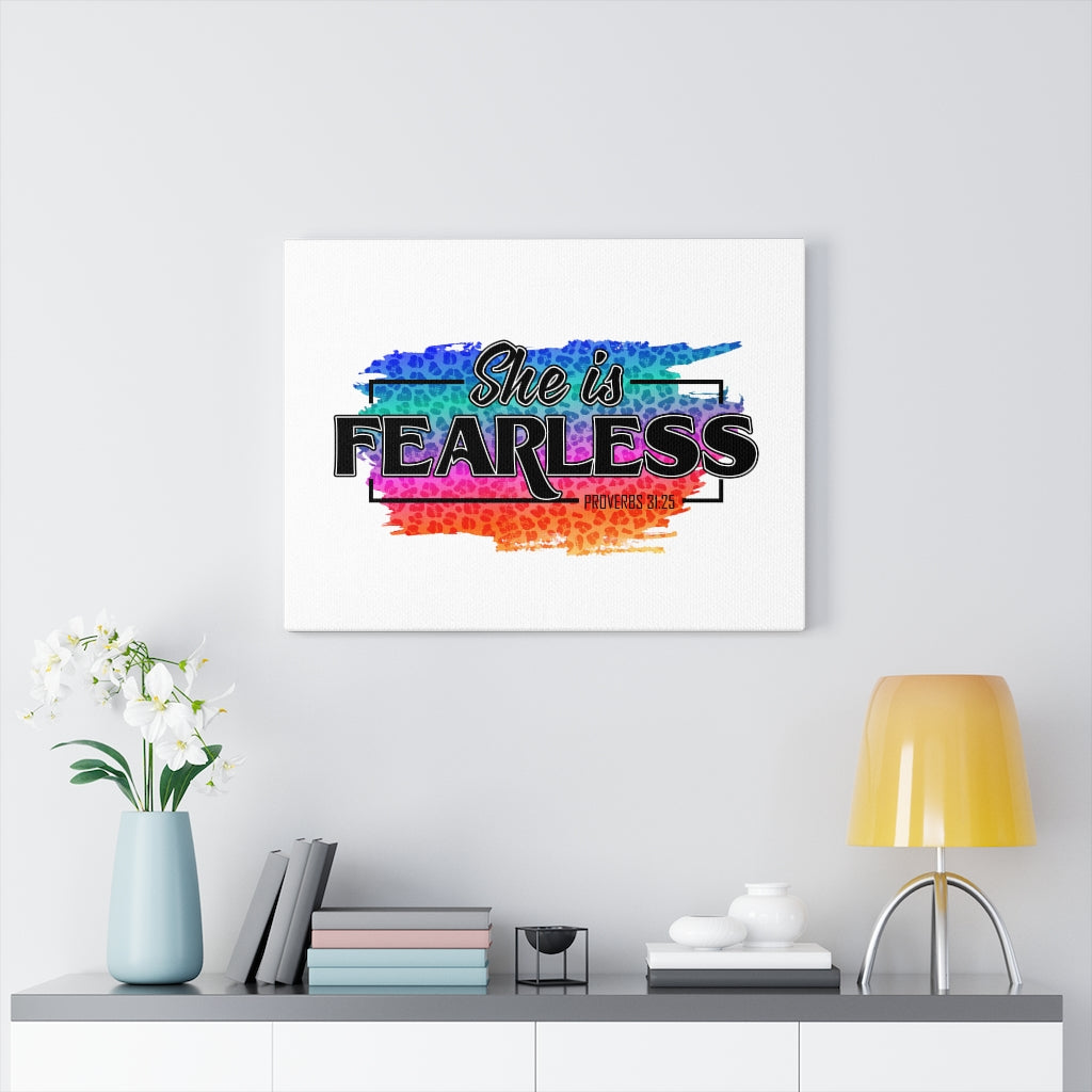 Scripture Walls She Is Fearless Proverbs 31:25 Bible Verse Canvas Christian Wall Art Ready to Hang Unframed-Express Your Love Gifts