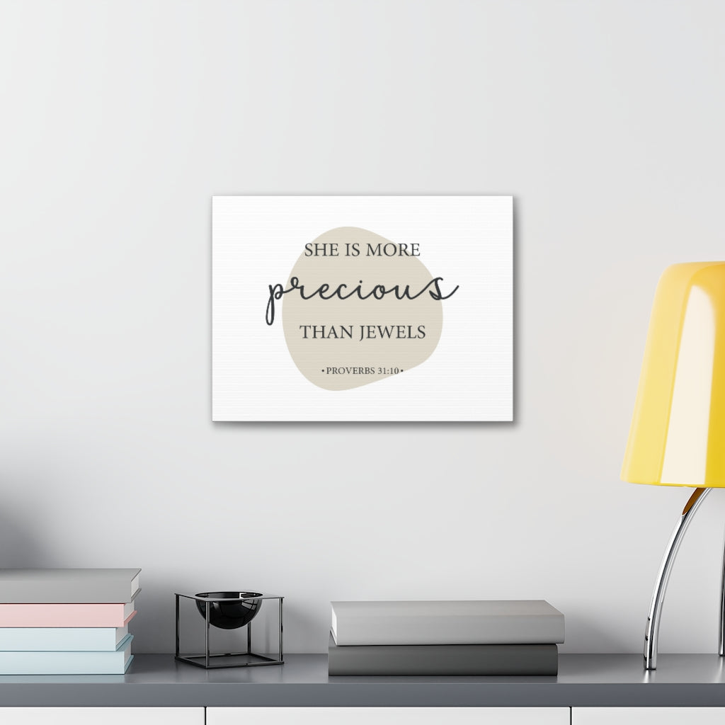 Scripture Walls She Is More Precious Than Jewels Proverbs 31:10 Bible Verse Canvas Christian Wall Art Ready To Hang Unframed-Express Your Love Gifts