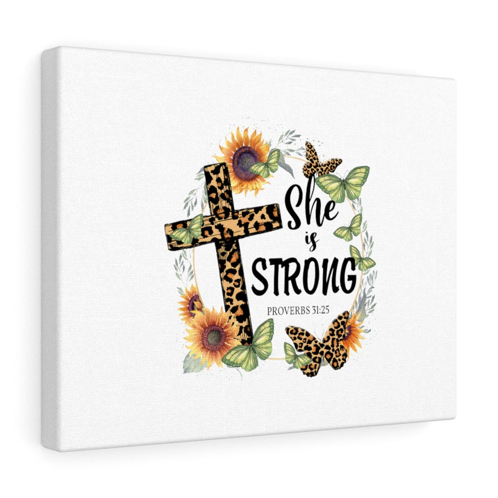 Scripture Walls She Is Strong Animal Print Proverbs 31:25 Bible Verse Canvas Christian Wall Art Ready to Hang Unframed-Express Your Love Gifts