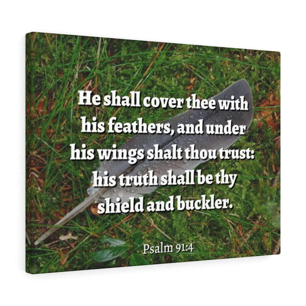 Scripture Walls Shield And Buckler Psalms 91:4 Bible Verse Canvas Christian Wall Art Ready to Hang Unframed-Express Your Love Gifts