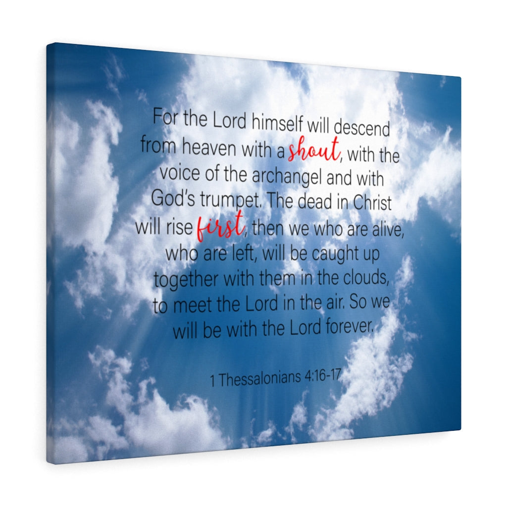Scripture Walls Shout First 1 Thessalonians 4:16-17 Bible Verse Canvas Christian Wall Art Ready to Hang Unframed-Express Your Love Gifts
