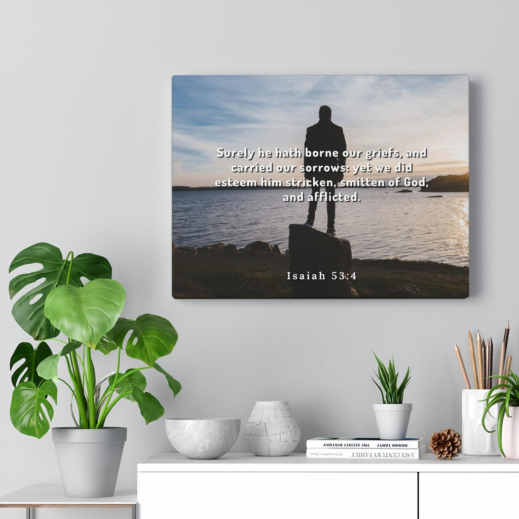 Scripture Walls Smitten Of God Isaiah 53:4 Bible Verse Canvas Christian Wall Art Ready to Hang Unframed-Express Your Love Gifts