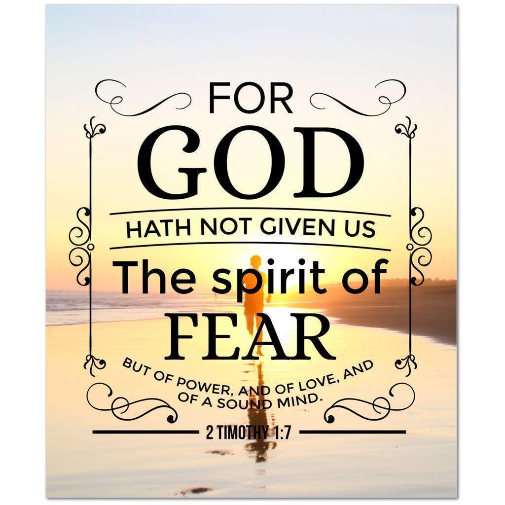 Scripture Walls Spirit of Fear 2 Timothy 1:7 KJV Scripture Bible Verse Canvas Christian Wall Art Ready to Hang Unframed-Express Your Love Gifts