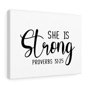 Scripture Walls Strong Proverbs 31:25 Plain Bible Verse Canvas Christian Wall Art Ready to Hang Unframed-Express Your Love Gifts