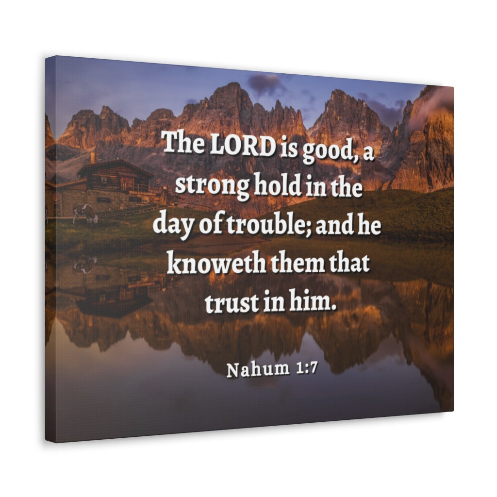 Scripture Walls Stronghold In The Day Of Trouble Nahum 1:7 Bible Verse Canvas Christian Wall Art Ready to Hang Unframed-Express Your Love Gifts