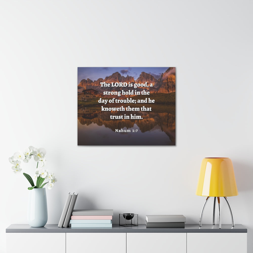 Scripture Walls Stronghold In The Day Of Trouble Nahum 1:7 Bible Verse Canvas Christian Wall Art Ready to Hang Unframed-Express Your Love Gifts